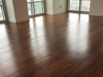 American walnut flooring in Canary Wharf Developments