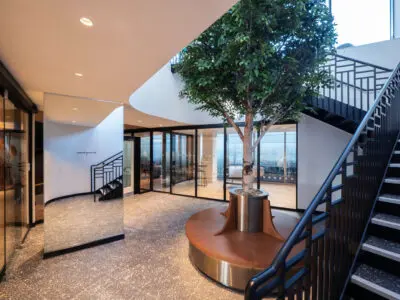 Prince-of-Wales-Drive-hallway-Impervia-herringbone-Champagne-Oak