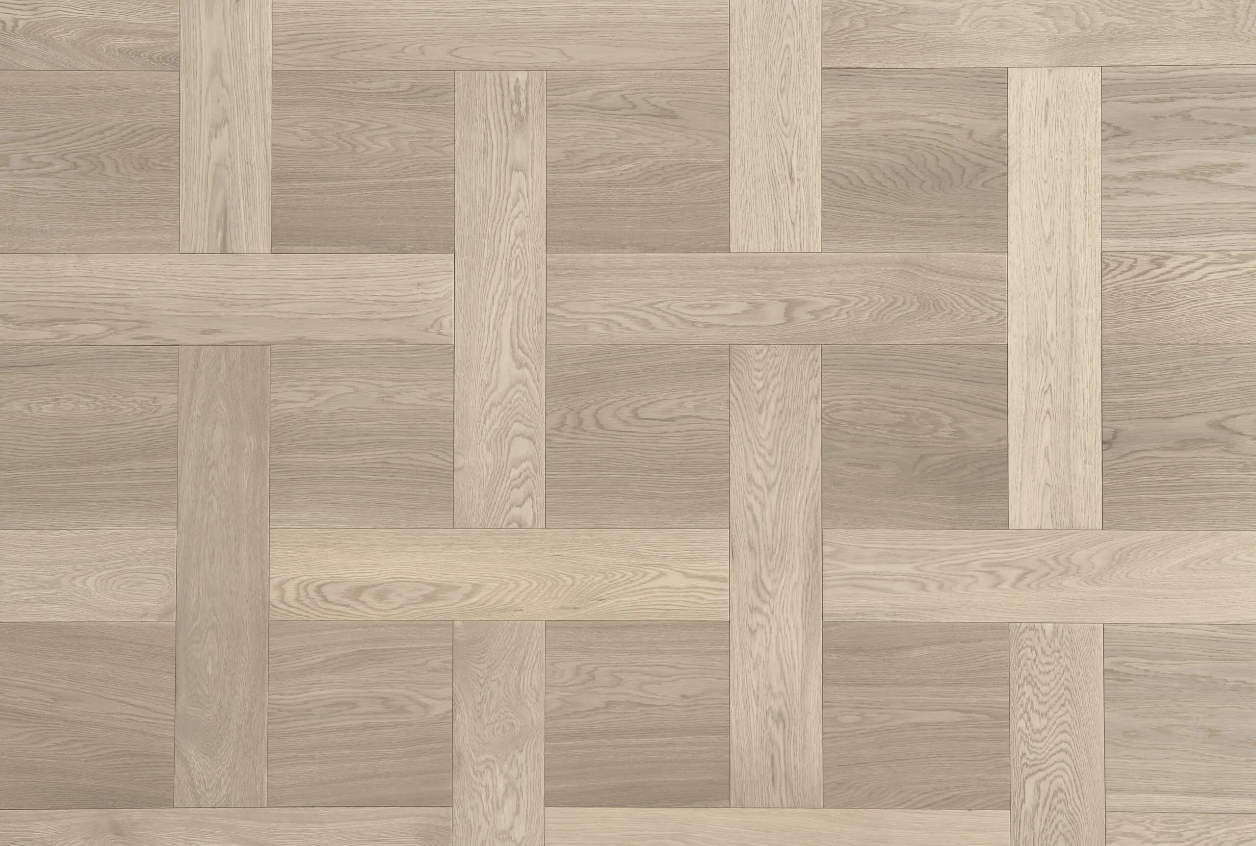 Light Brushed UV Oiled Light Oak Basketweave Parquet