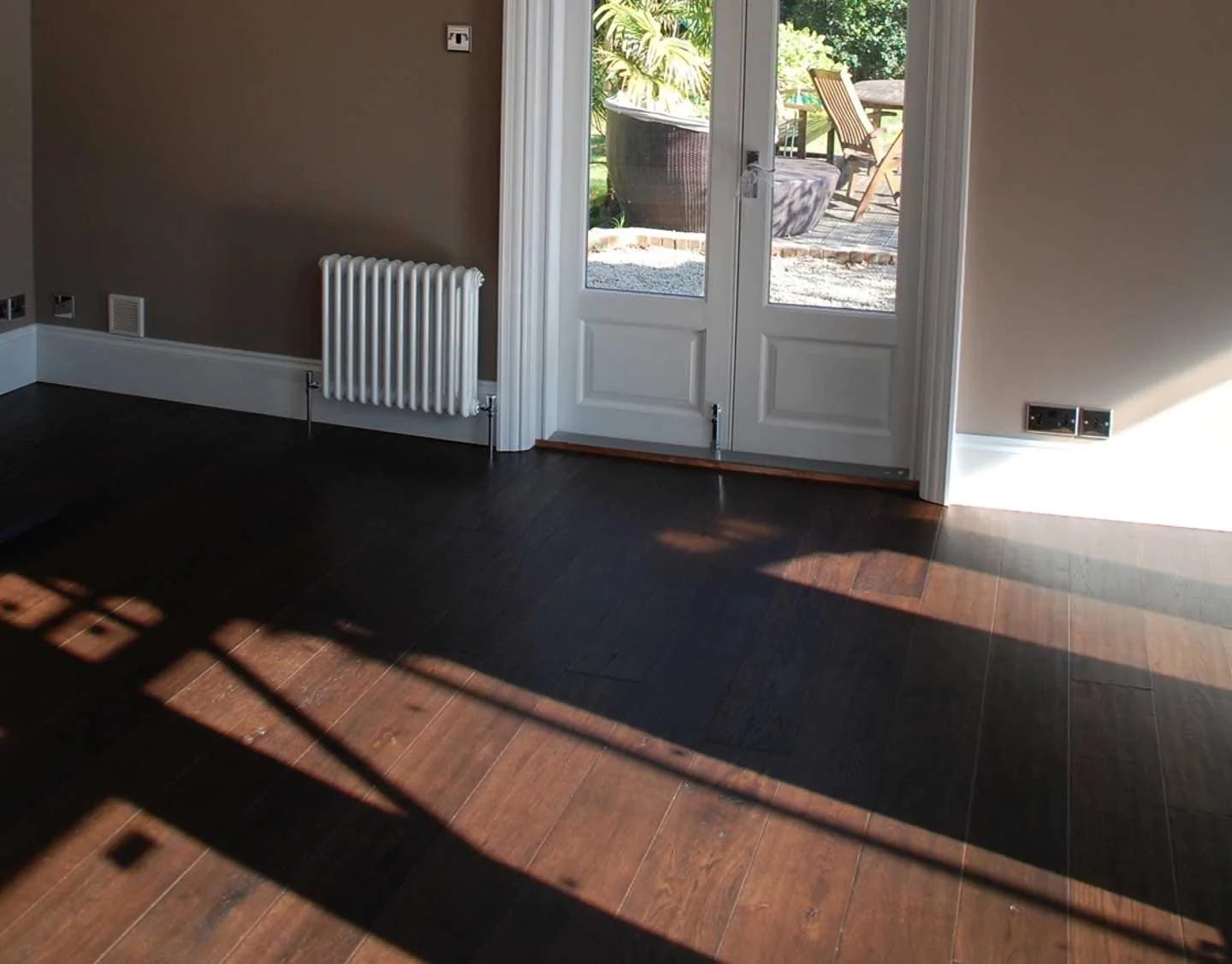 Antique Burnt Oak Flooring Lacquered Finish