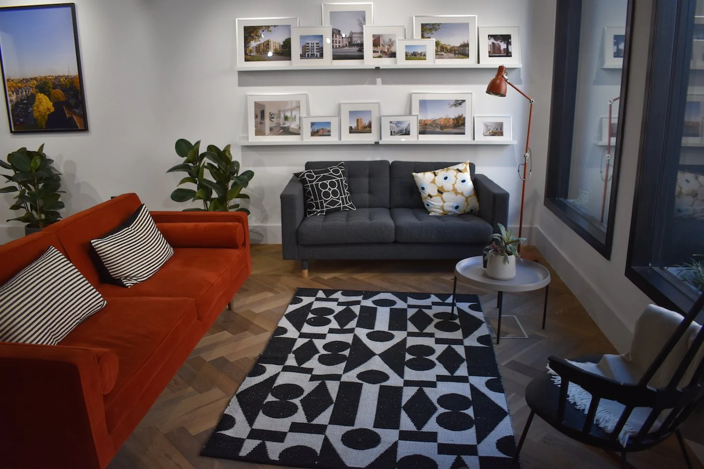 Fumed Oiled Oak Herringbone Parquet - Living Room