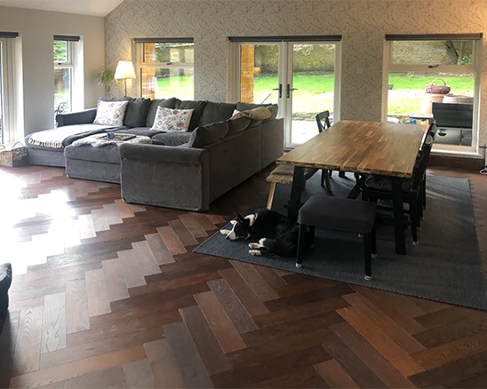 Herringbone Flooring In Private Country Home