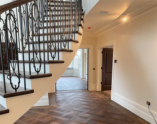 Brushed Fumed Oak Basketweave Parquet Flooring