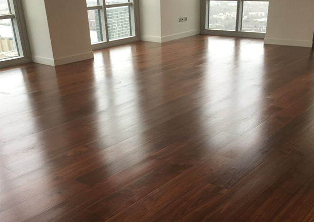 American walnut flooring in Canary Wharf Developments