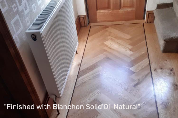 Narrow Natural Unfinished Oak Herringbone Parquet