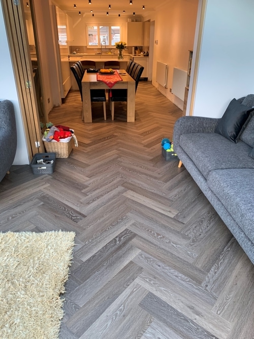 Cobble Grey Oak Impervia Herringbone Parquet