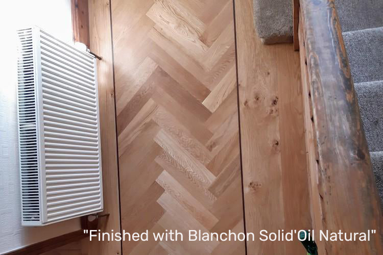 Narrow Natural Unfinished Oak Herringbone Parquet