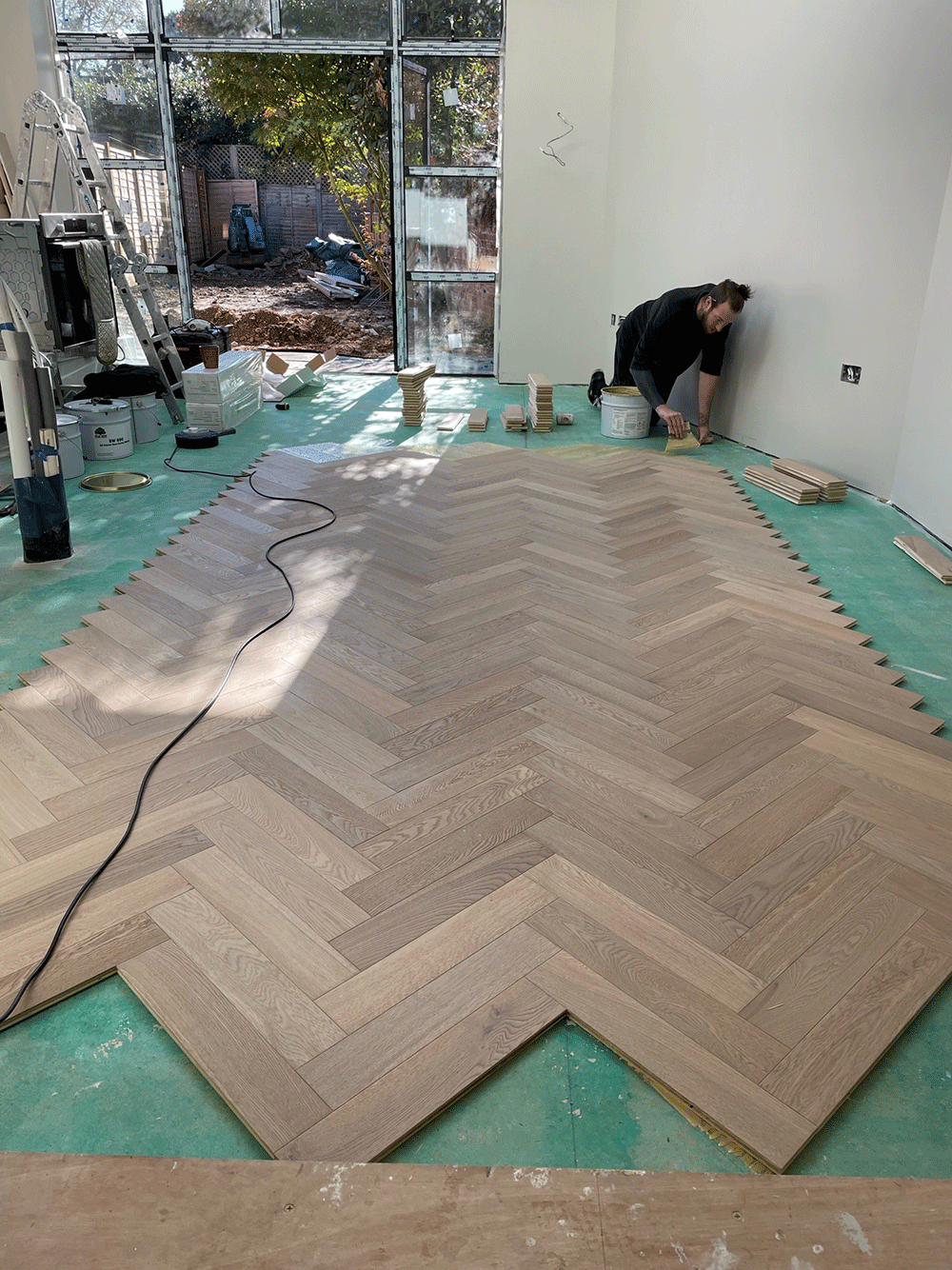 Smooth Nature Grey UV Oiled Oak Herringbone Parquet