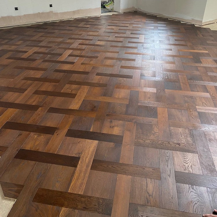 Deep Fumed UV Oiled Oak Basketweave Parquet