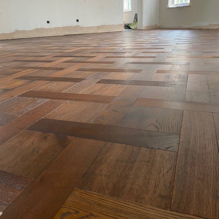 Deep Fumed UV Oiled Oak Basketweave Parquet