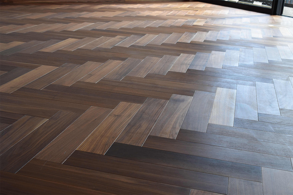 American Black Walnut Hard Wax Oiled Herringbone Parquet