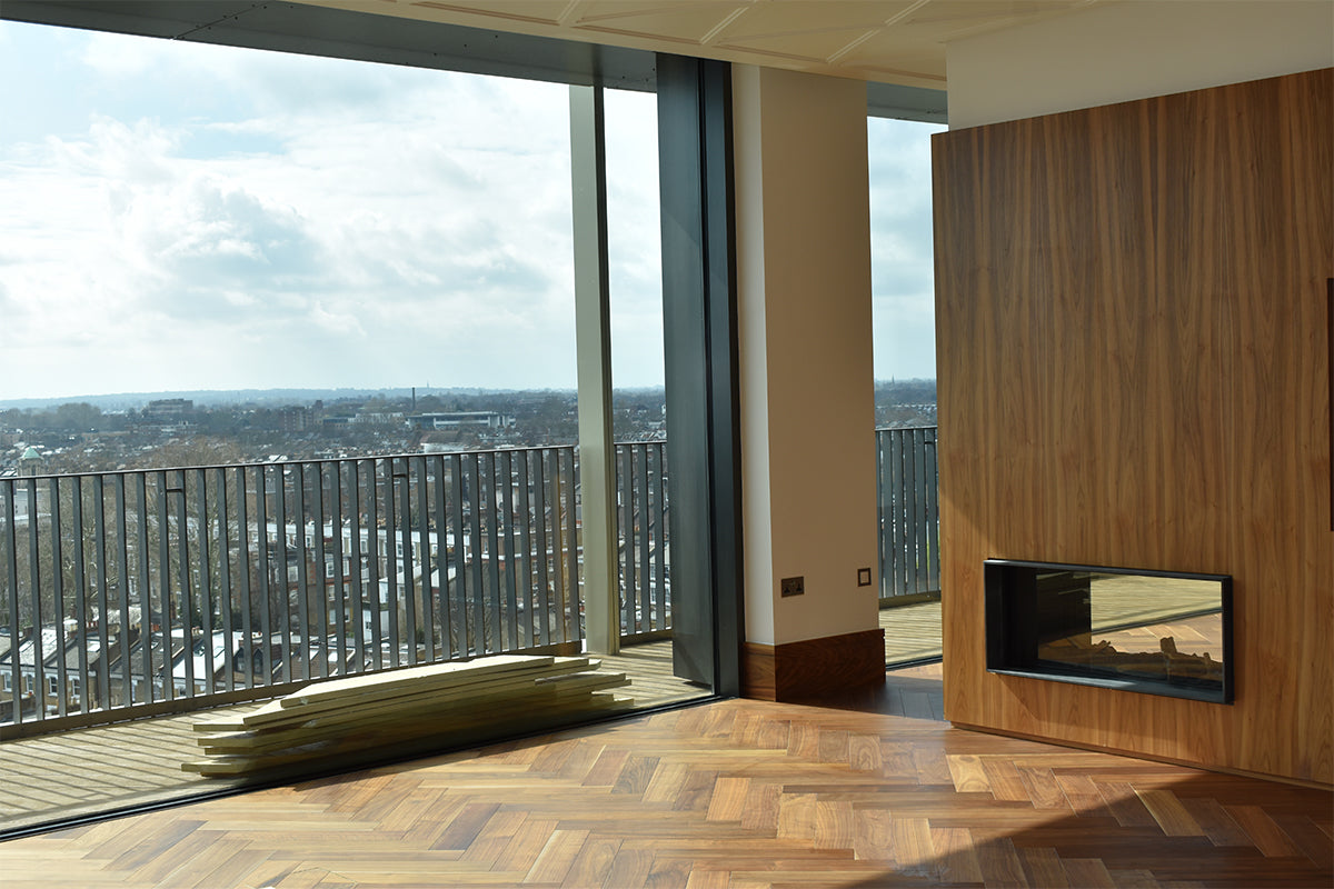 American Black Walnut Hard Wax Oiled Herringbone Parquet