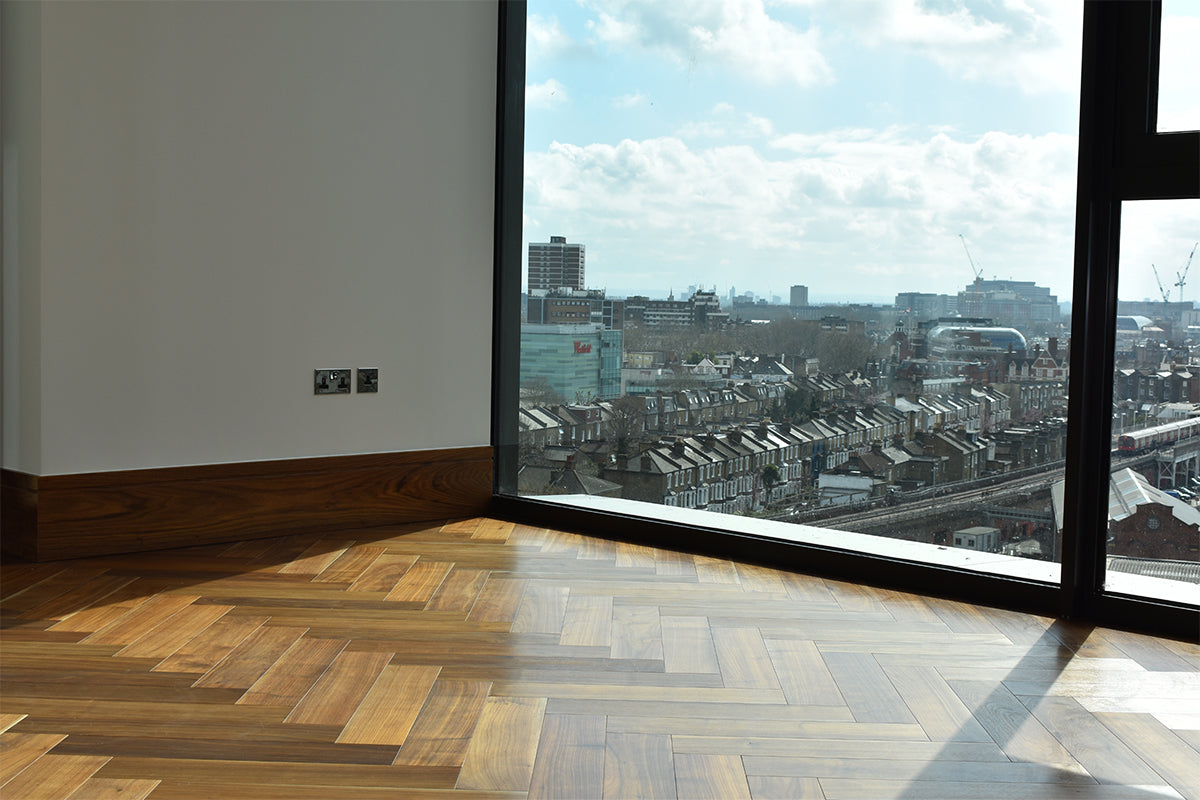 American Black Walnut Hard Wax Oiled Herringbone Parquet