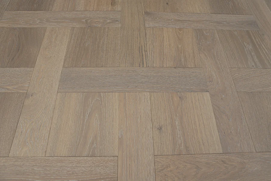 Brushed Fumed Limed UV Oiled Oak Basketweave Parquet