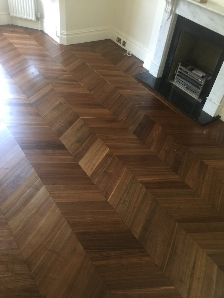 American Black Walnut Hard Wax Oiled Chevron Parquet