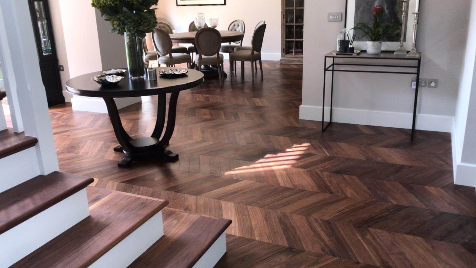 American Black Walnut Hard Wax Oiled Chevron Parquet