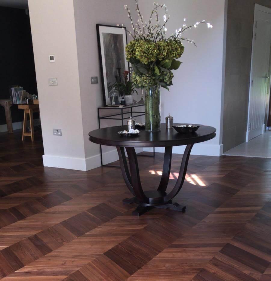 American Black Walnut Hard Wax Oiled Chevron Parquet