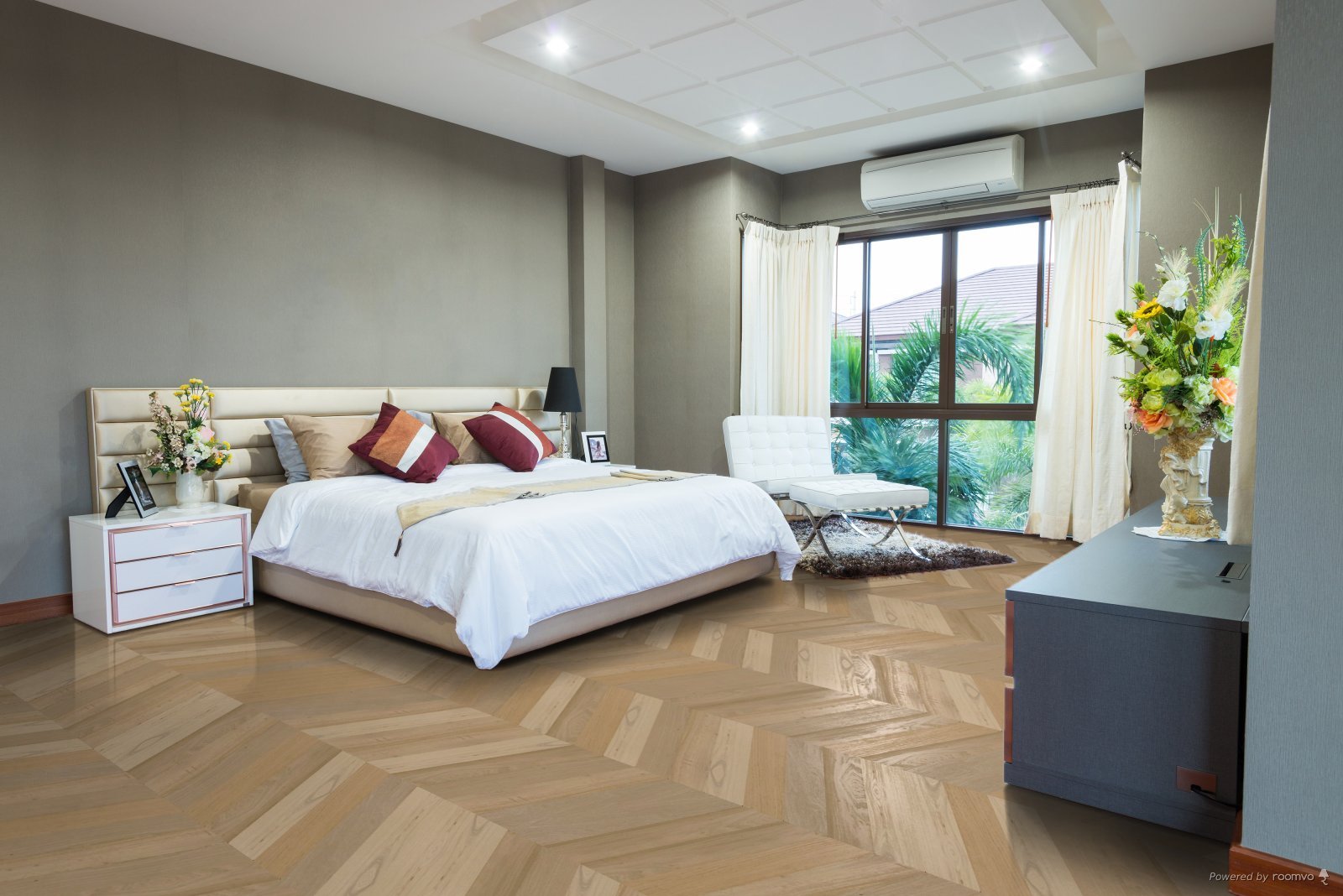 Natural Unfinished Oak Chevron Parquet