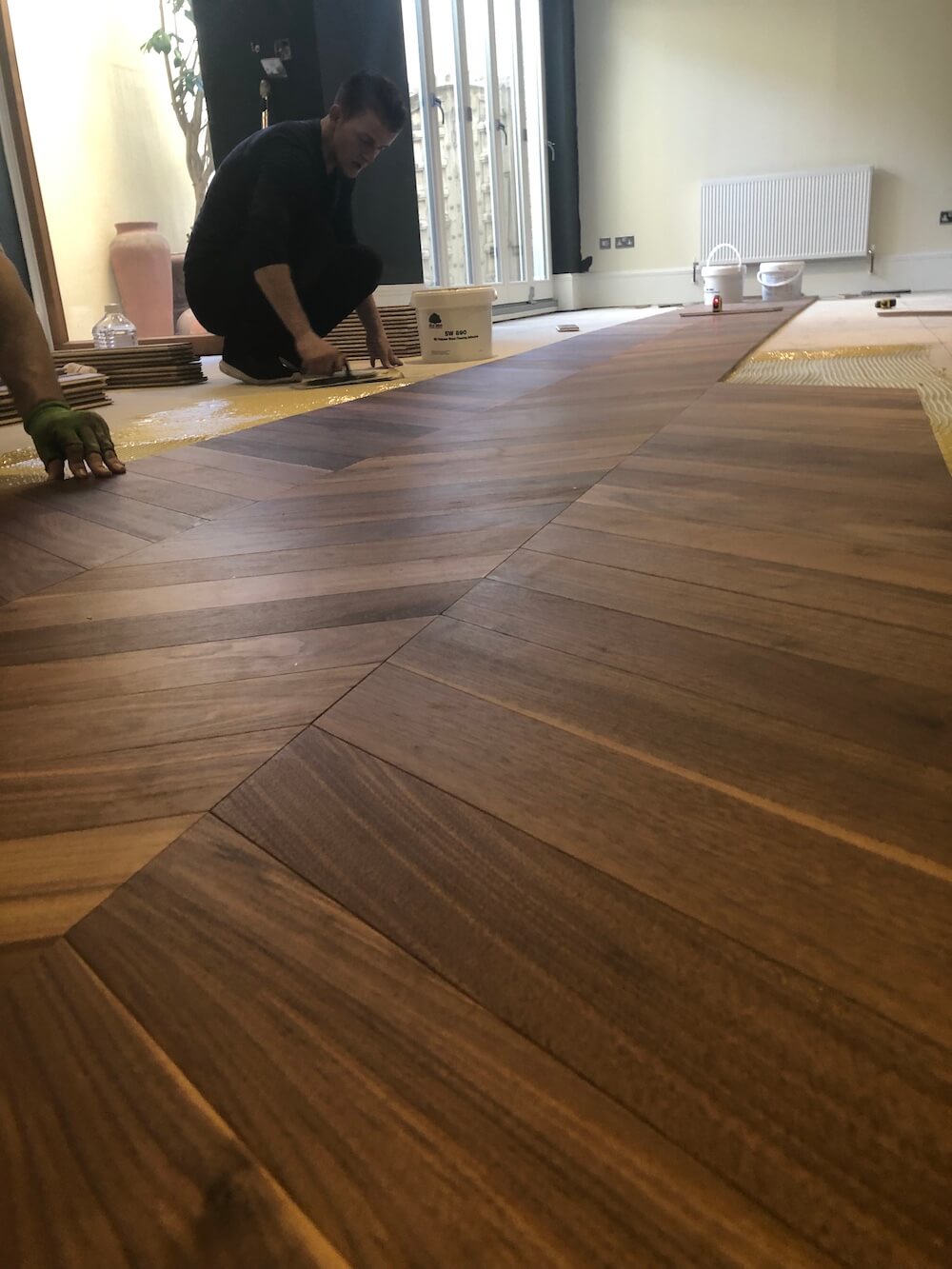 American Black Walnut Hard Wax Oiled Chevron Parquet