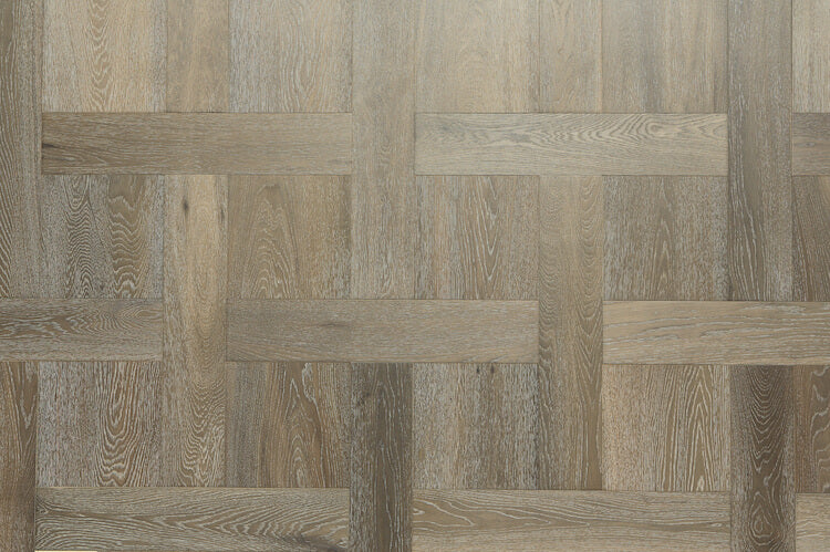 Dark Cobble Grey UV Oiled Oak Basketweave Parquet