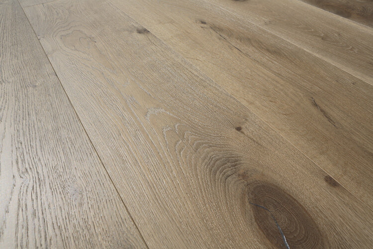 Wide Deep Brushed Taupe Grey Rustic Lacquered European Oak Flooring