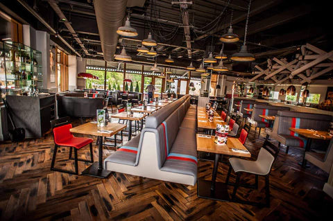Wood flooring in restaurant