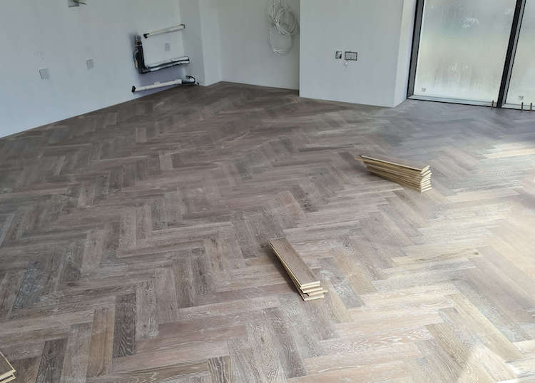 Cobble Grey UV Oiled Oak Herringbone Parquet