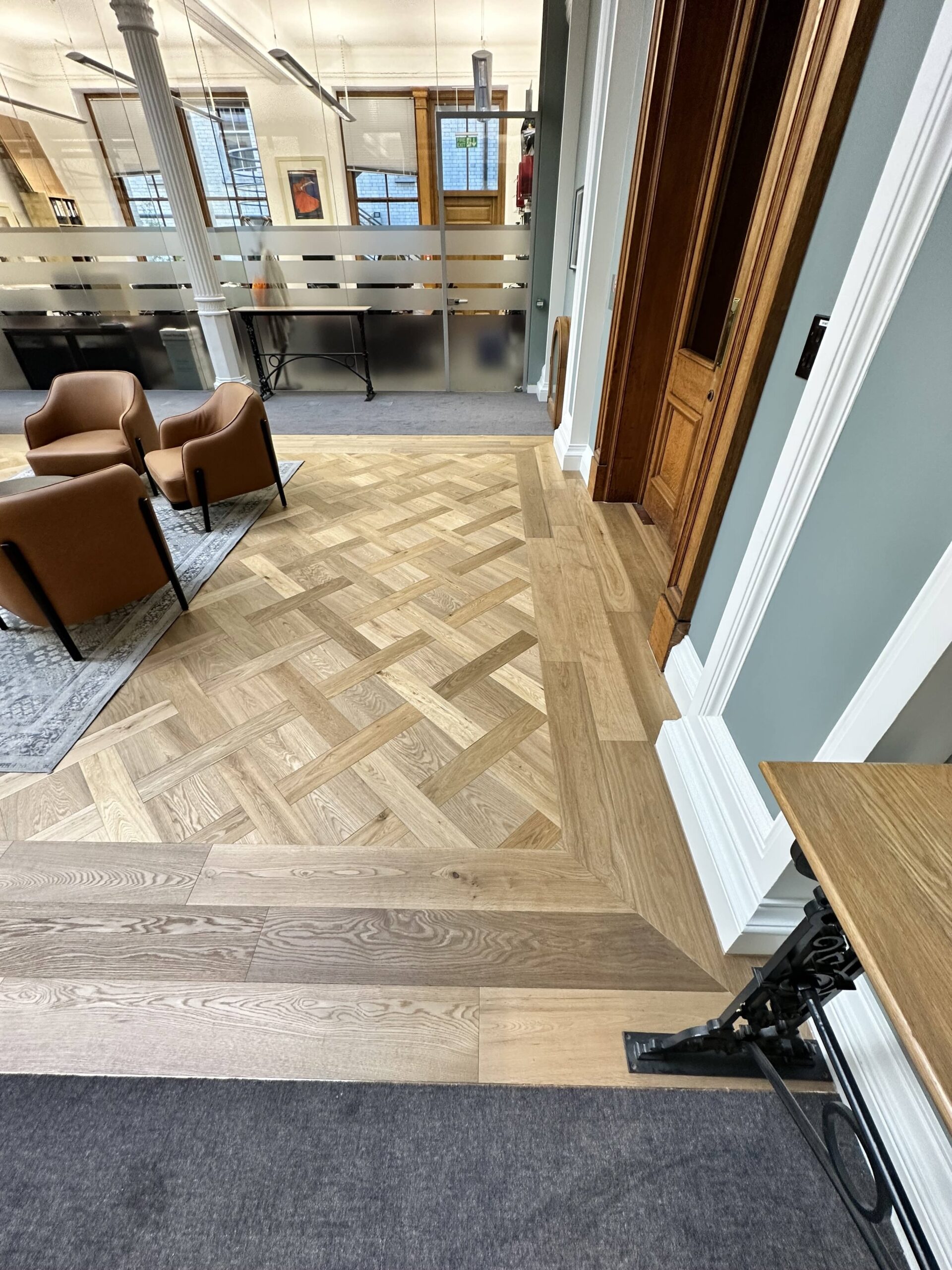 Brushed Fumed UV Oiled Oak Basketweave Parquet