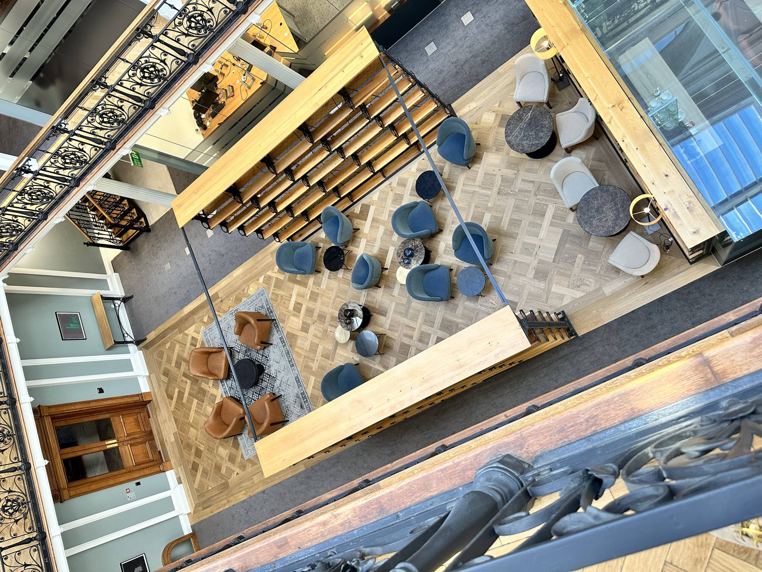 Fumed Oak Basketweave Parquet fitted in Whiskey Lounge London TW-E924 2