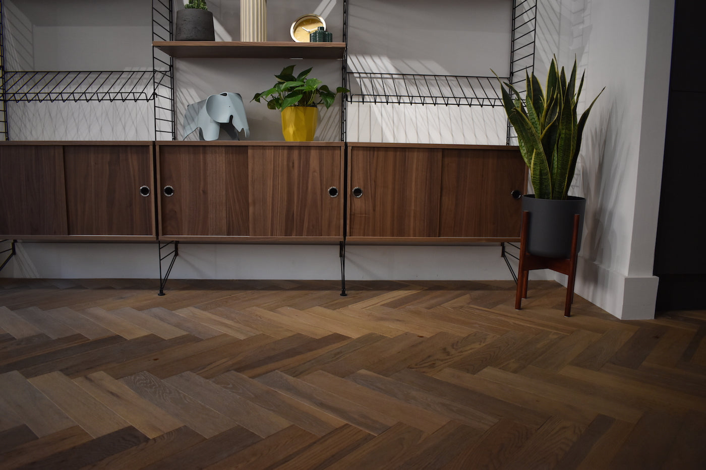 Brushed Fumed UV Oiled Rustic Oak Herringbone Parquet