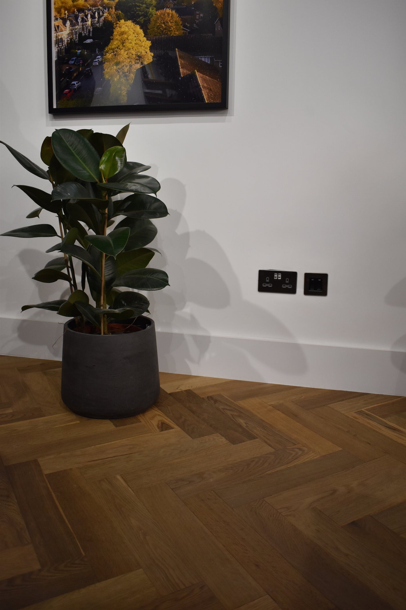 Brushed Fumed UV Oiled Rustic Oak Herringbone Parquet