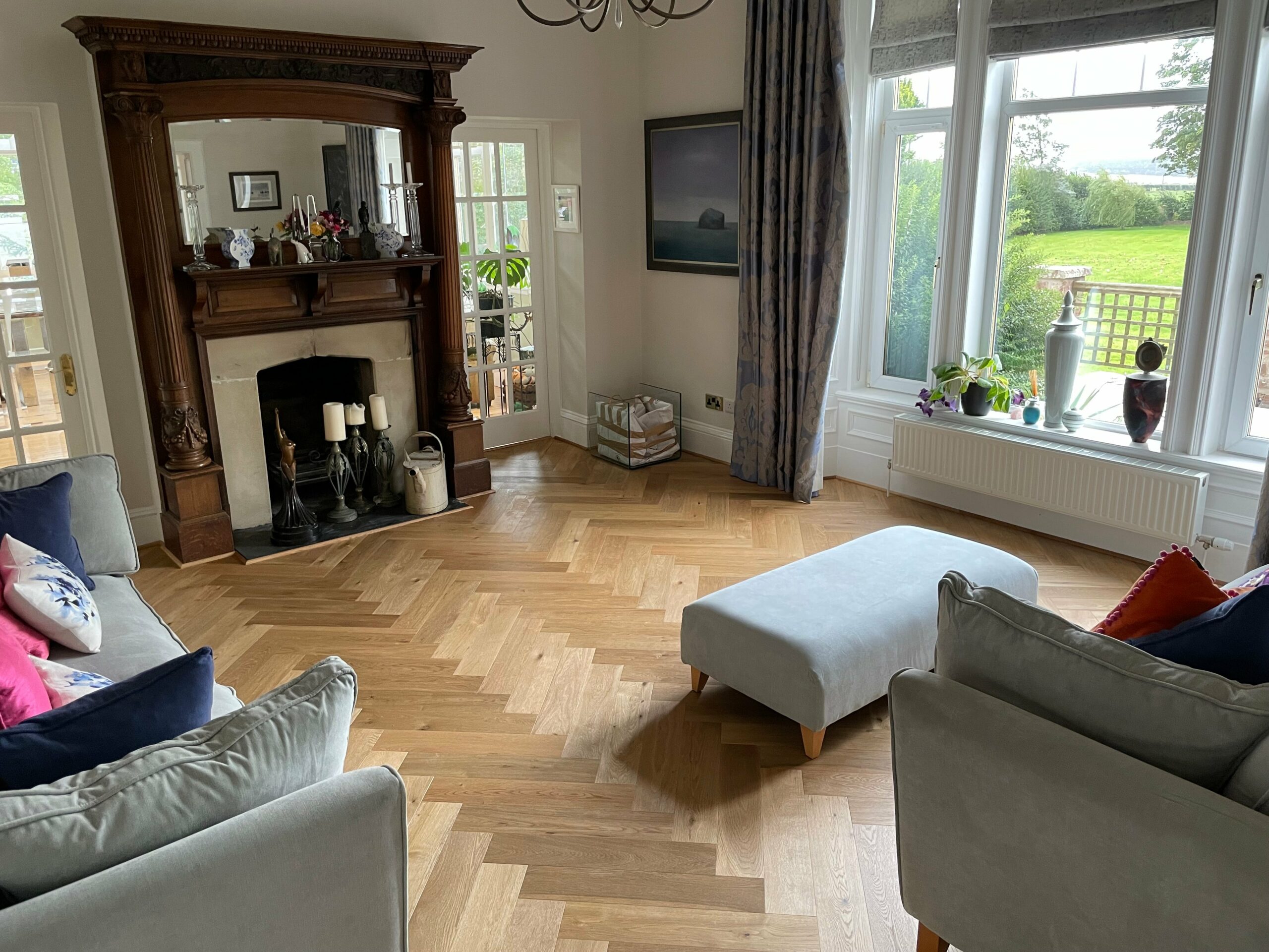 Brushed Fumed UV Oiled Oak Herringbone Parquet