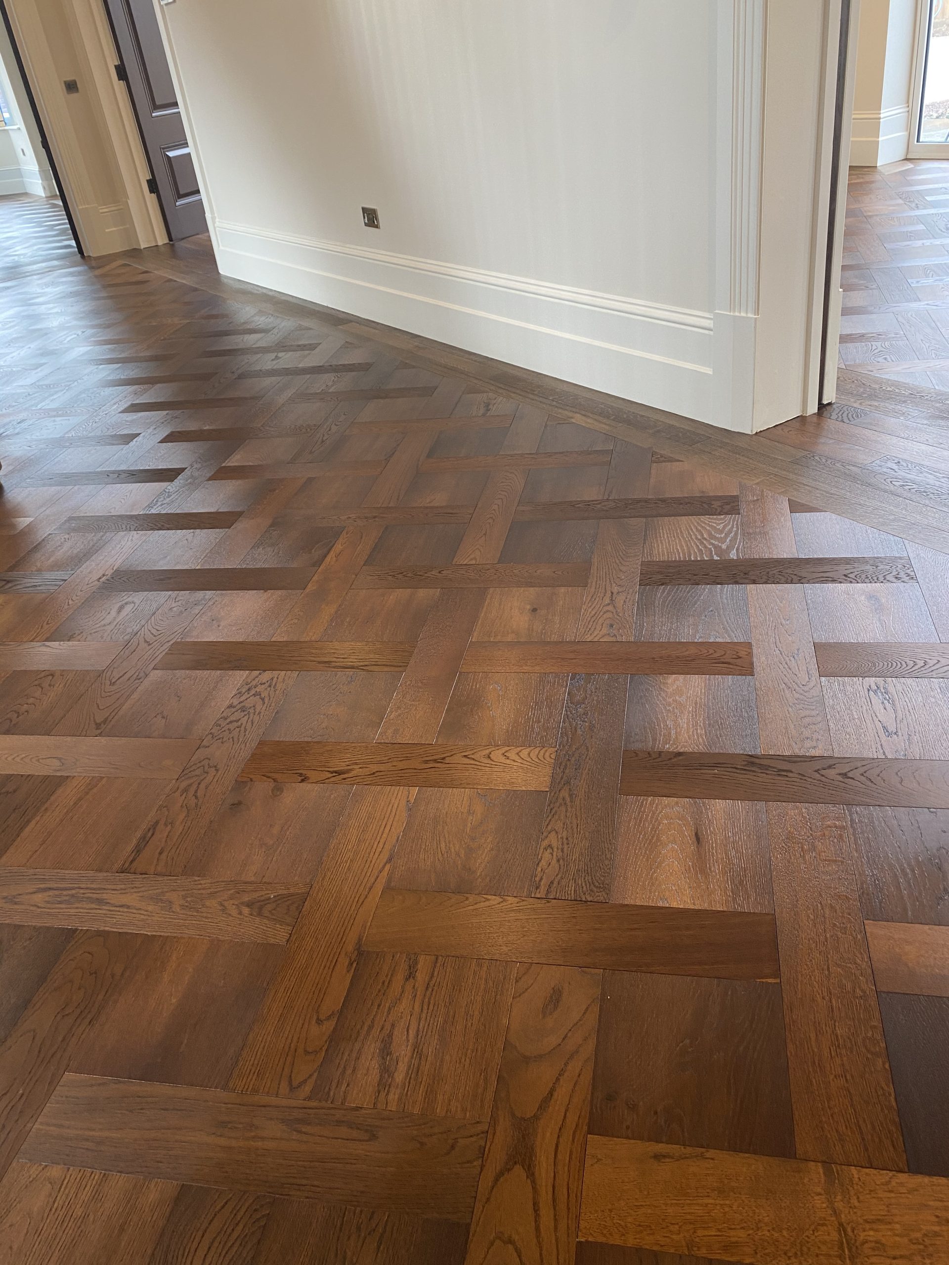 Deep Fumed UV Oiled Oak Basketweave Parquet