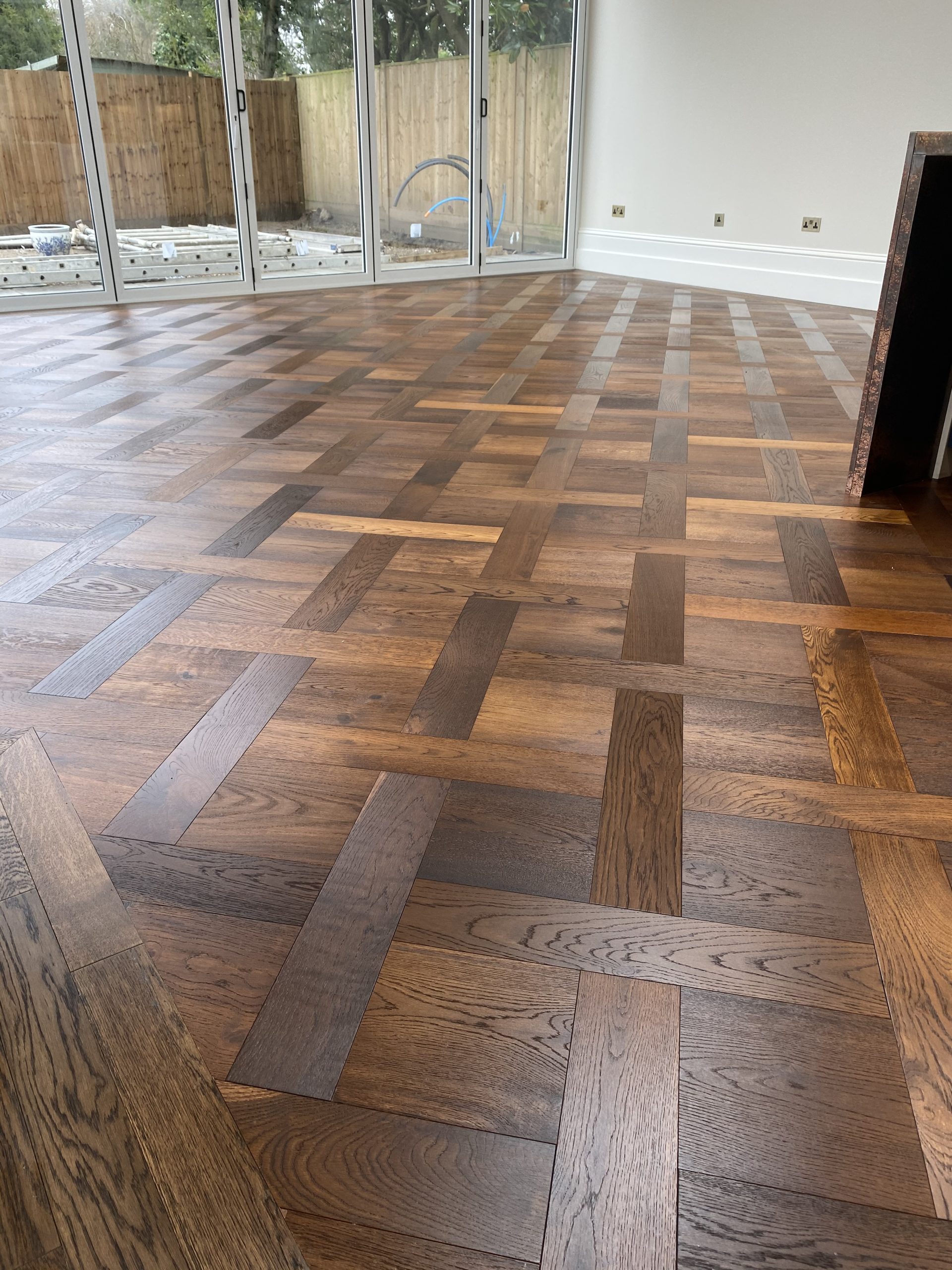 Deep Fumed UV Oiled Oak Basketweave Parquet