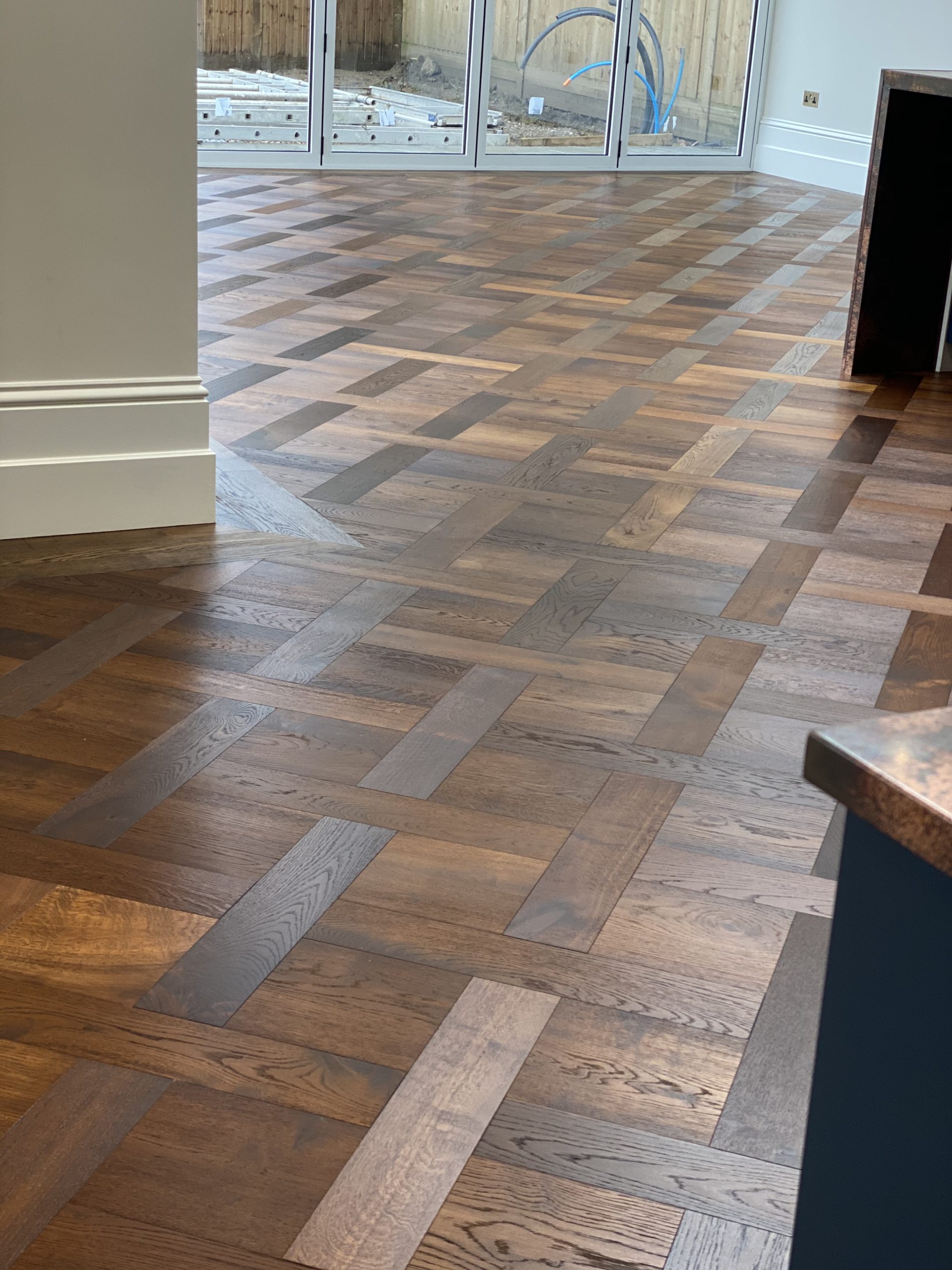 Deep Fumed UV Oiled Oak Basketweave Parquet