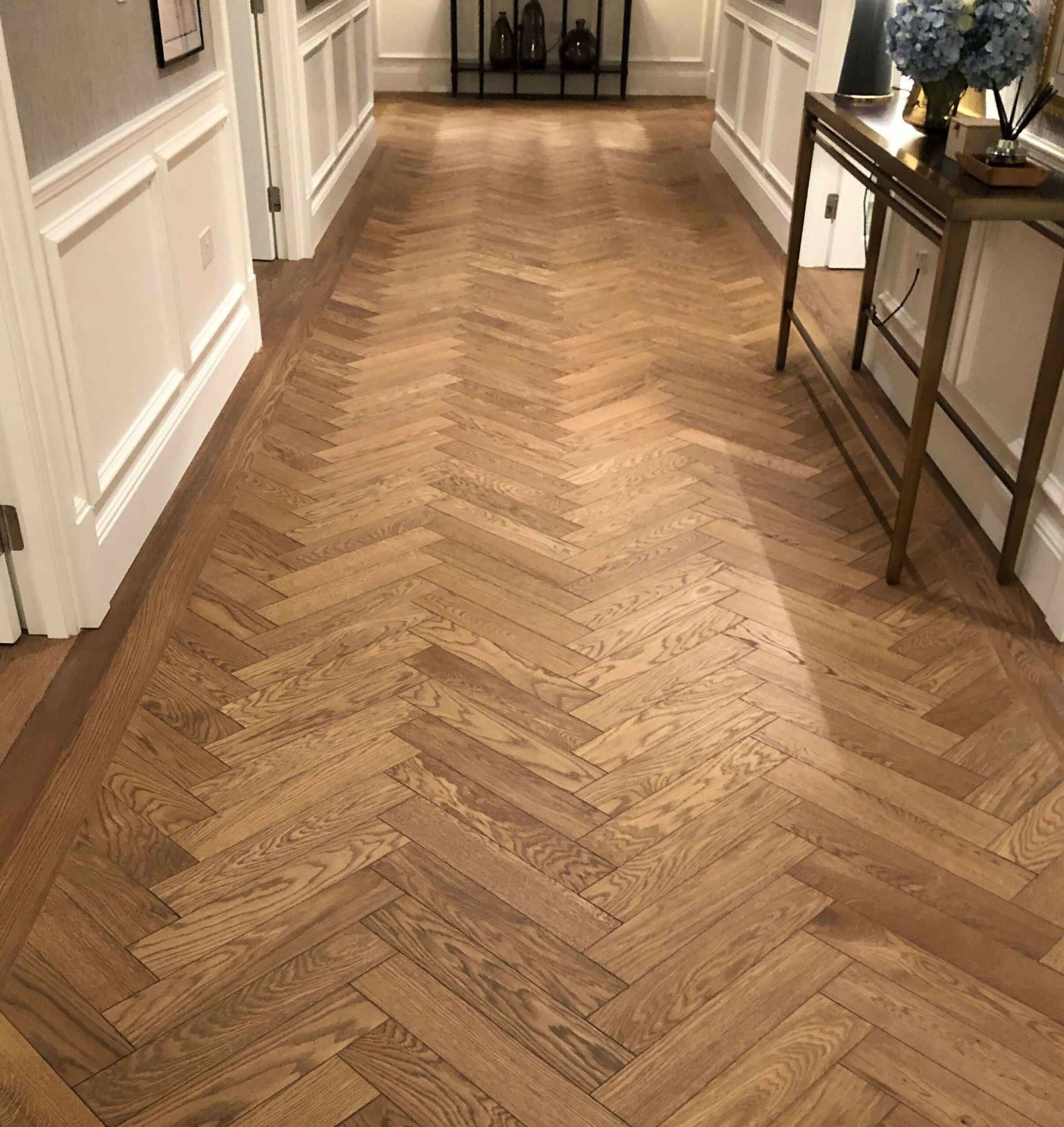 Smooth Natural Hard Wax Oiled Oak Herringbone Parquet