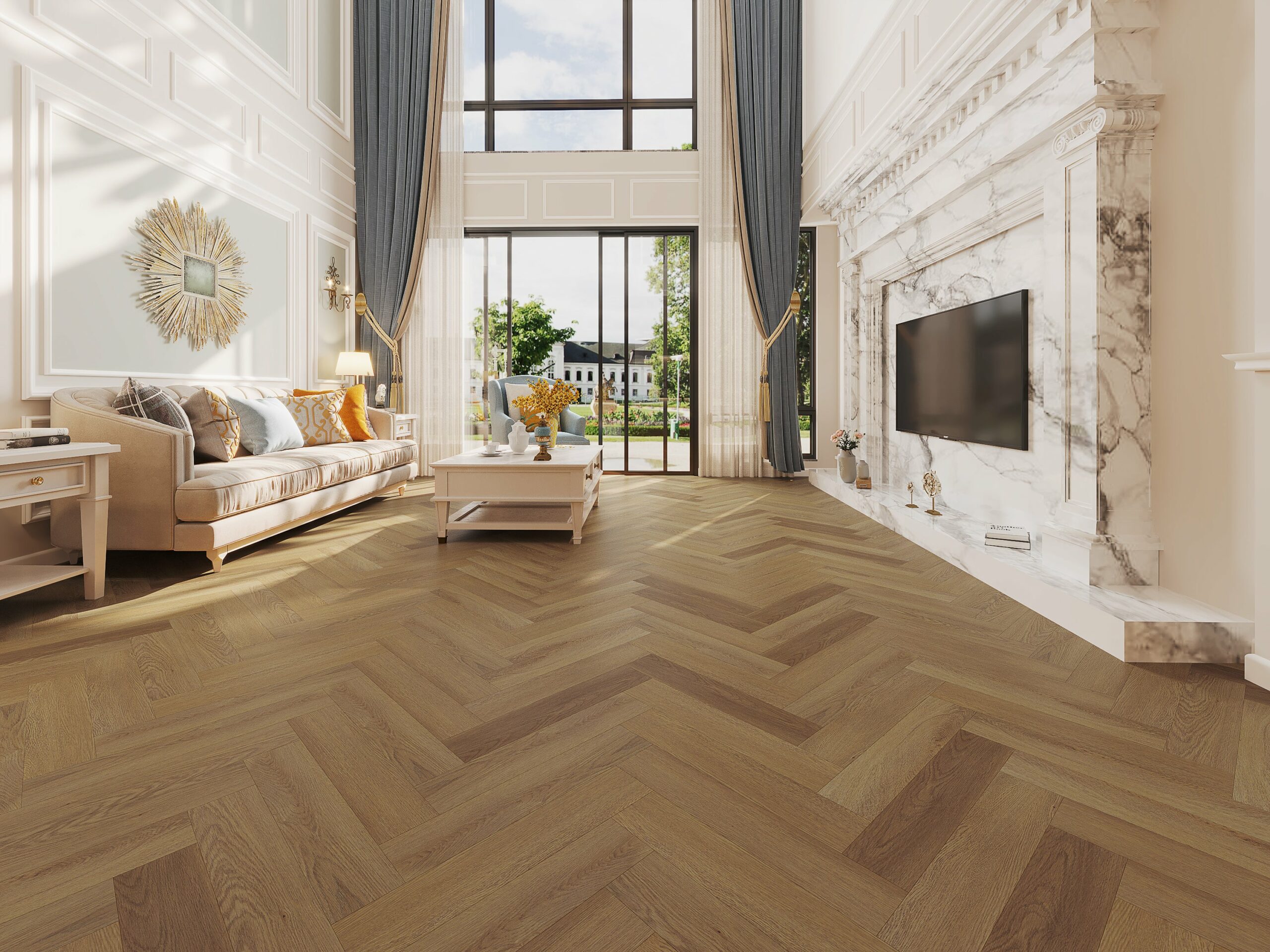 Mid Fumed Oak Impervia Herringbone Parquet