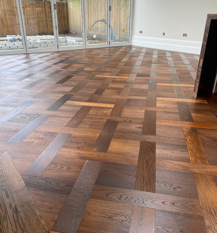 Deep Fumed UV Oiled Oak Basketweave Parquet