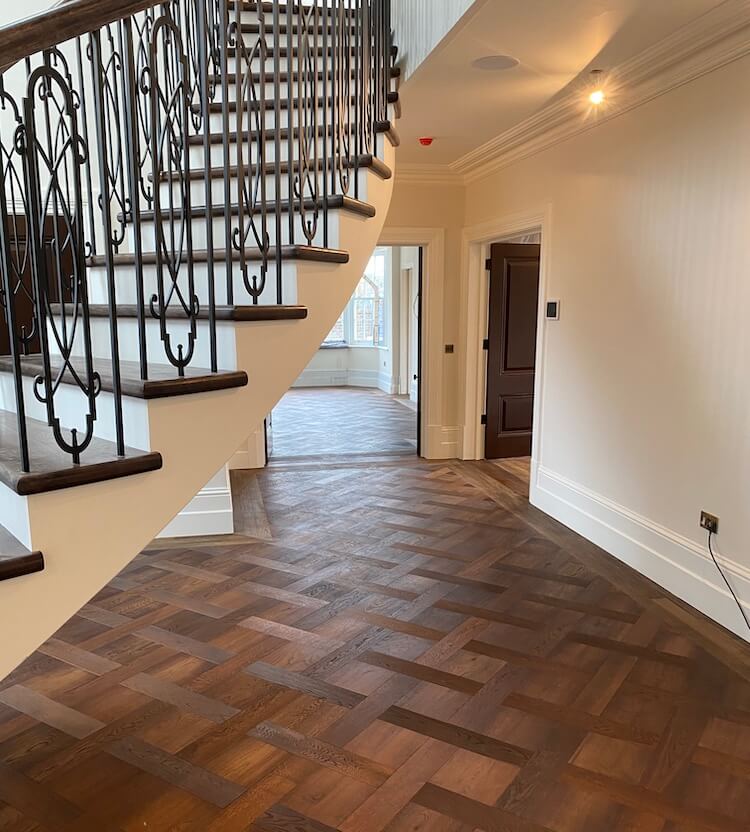 Deep Fumed UV Oiled Oak Basketweave Parquet