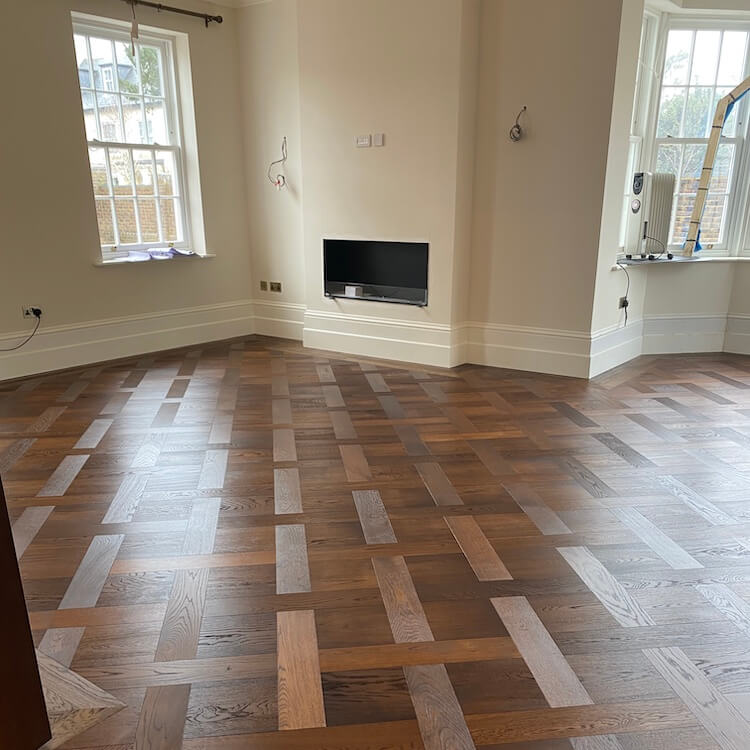 Deep Fumed UV Oiled Oak Basketweave Parquet