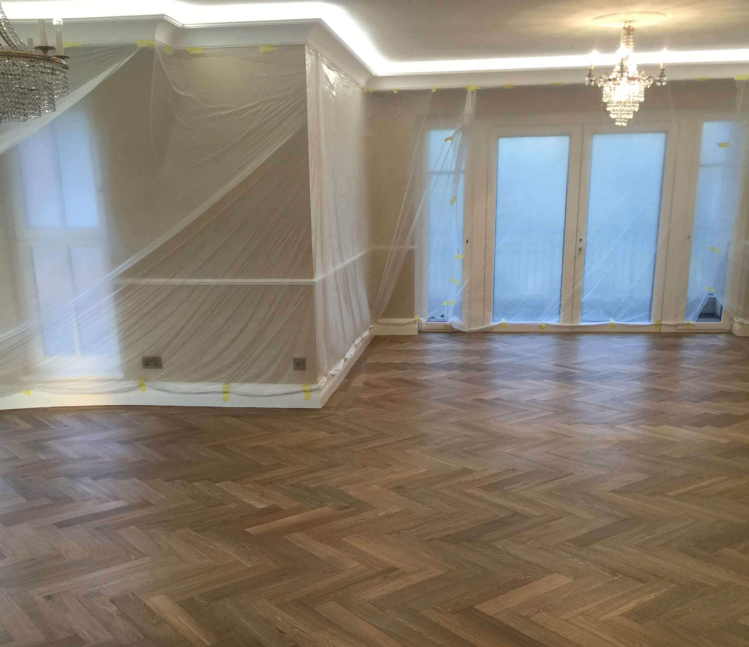 Brushed Fumed UV Oiled Prime Oak Herringbone Parquet