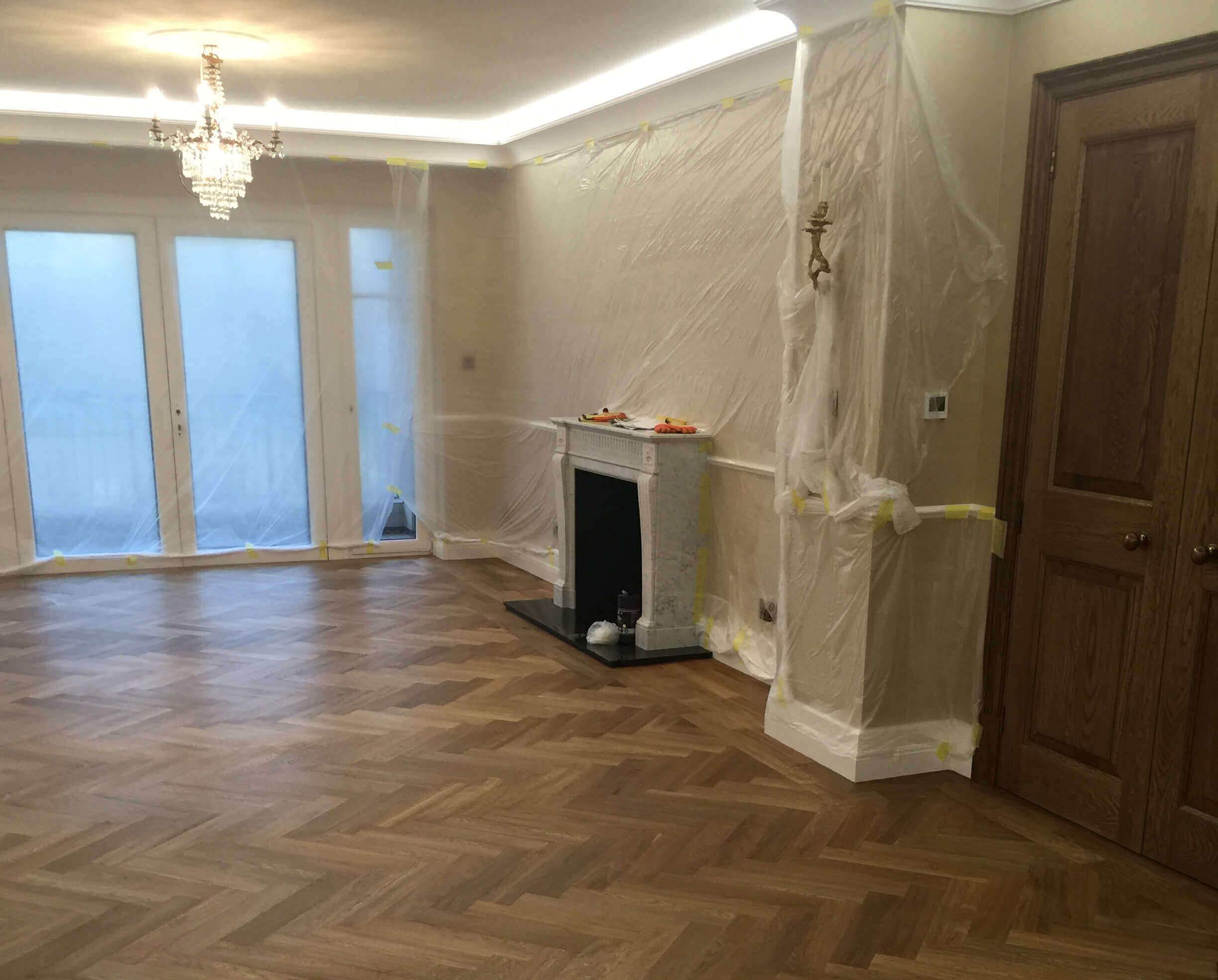 Brushed Fumed UV Oiled Prime Oak Herringbone Parquet