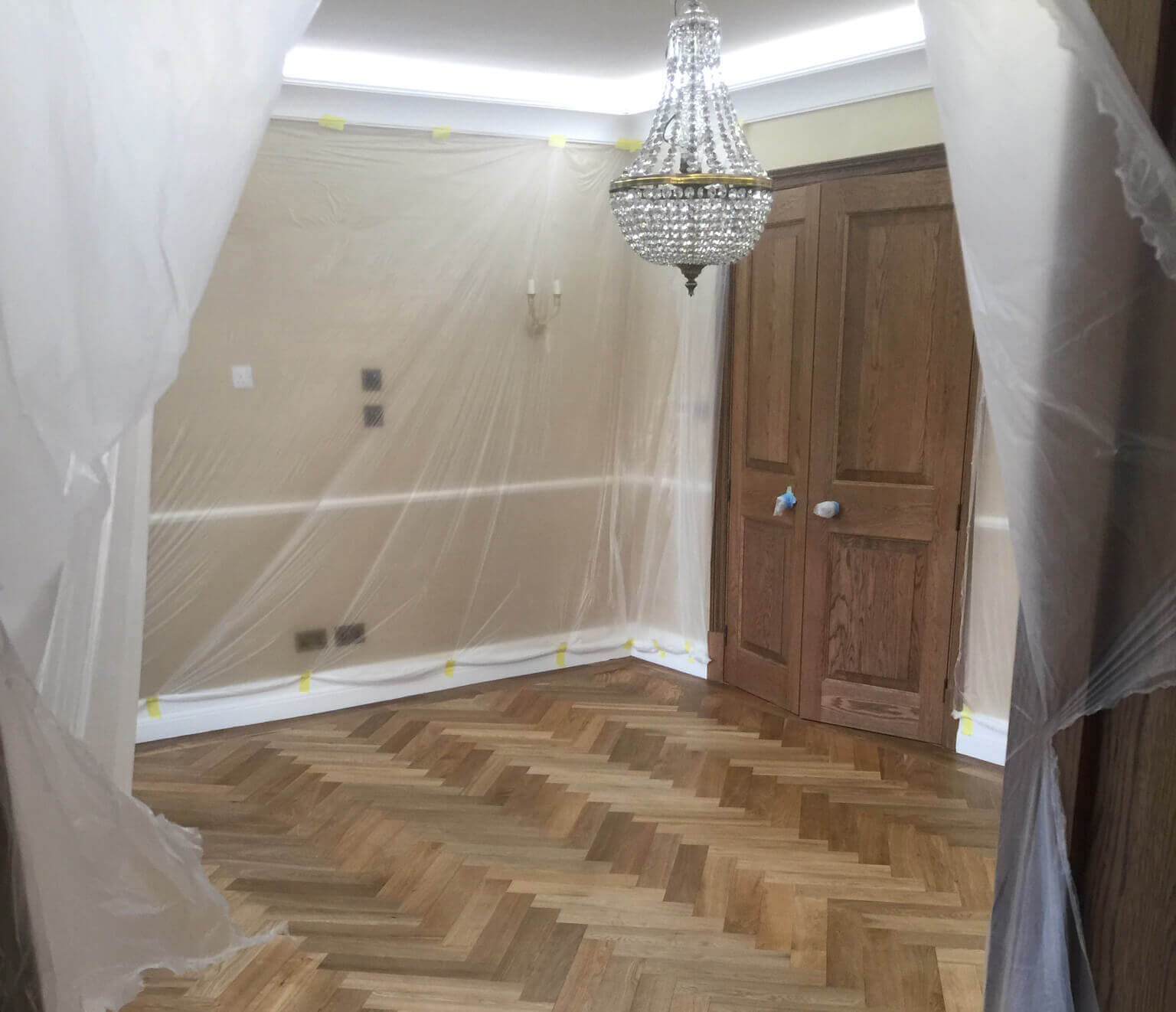 Brushed Fumed UV Oiled Prime Oak Herringbone Parquet