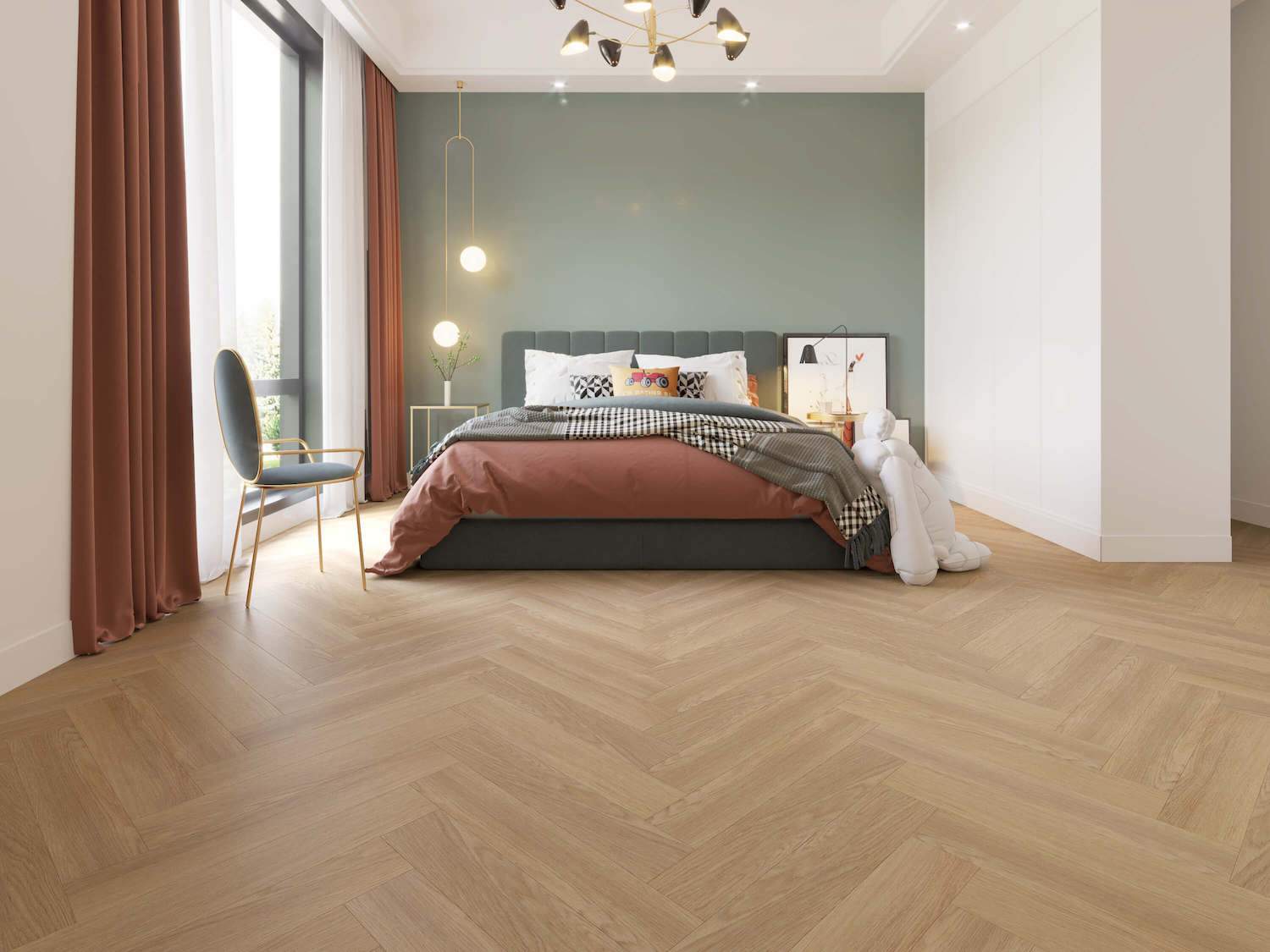 Champagne Oak Impervia Herringbone Parquet