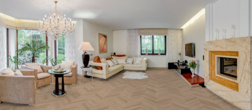 Natural Unfinished Oak Chevron Parquet