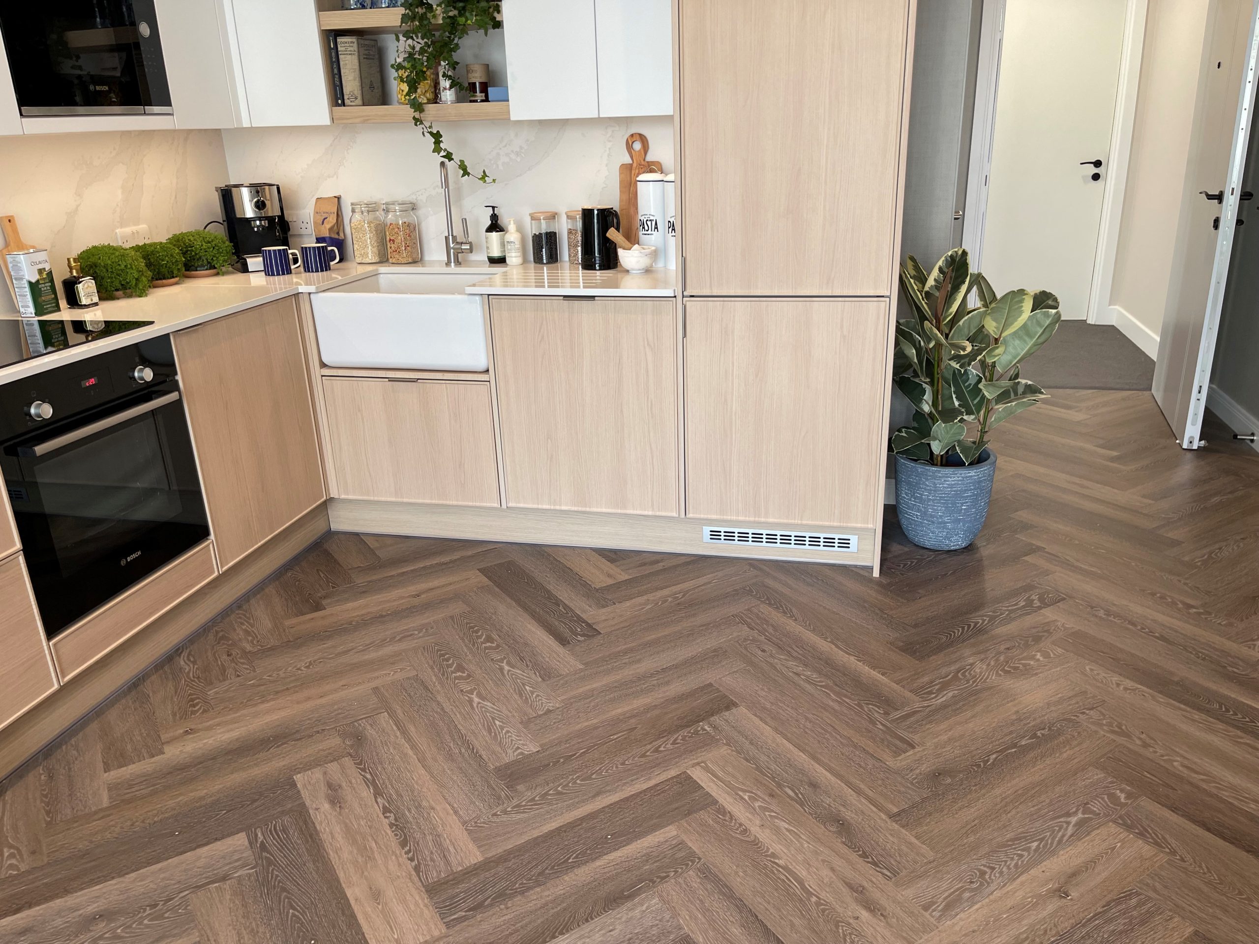 Cobble Grey Oak Impervia Herringbone Parquet