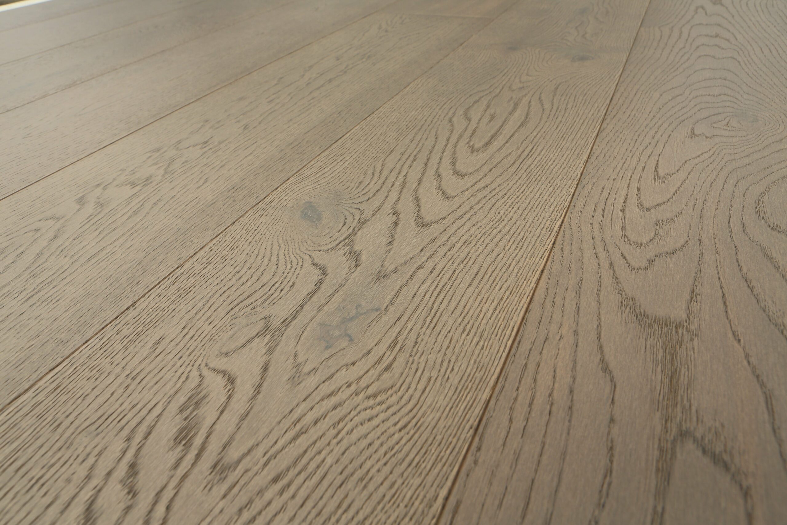 Brushed Mink Grey Lacquered Oak Flooring