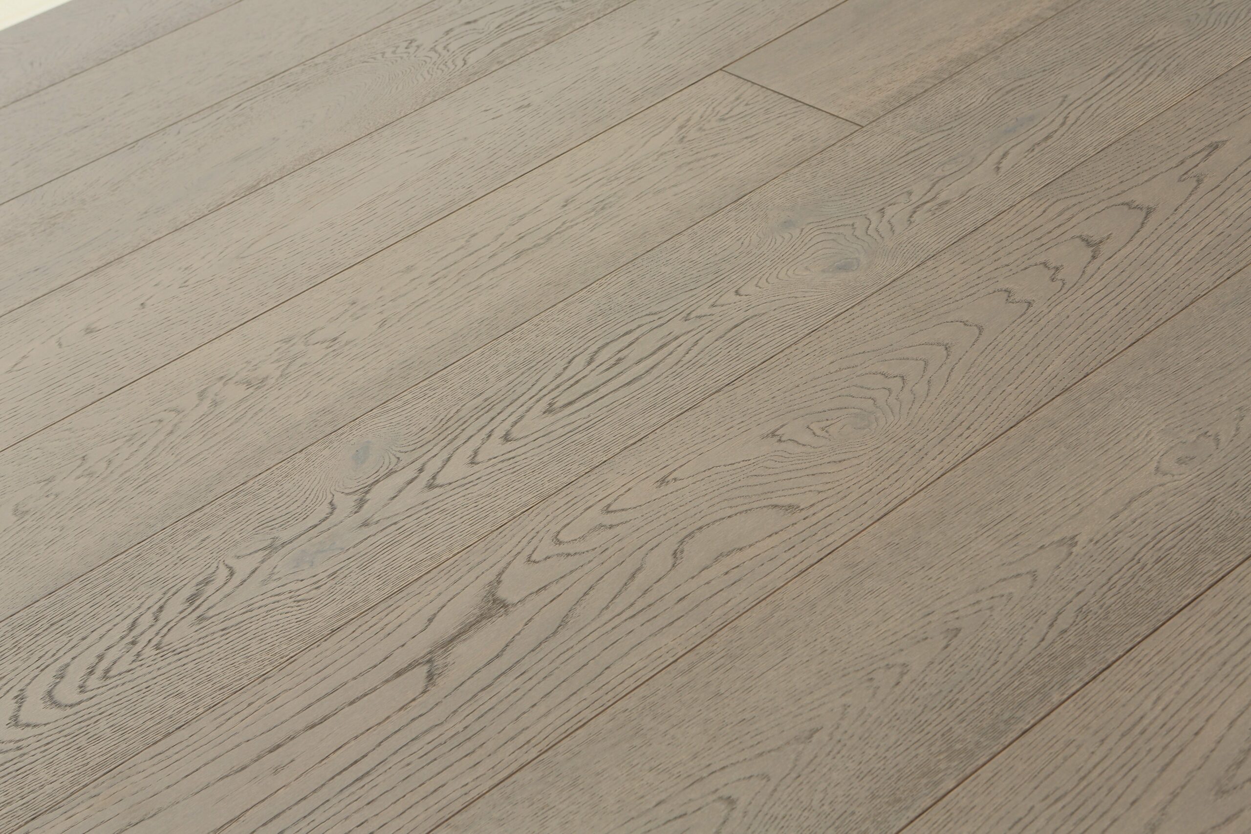 Brushed Mink Grey Lacquered Oak Flooring