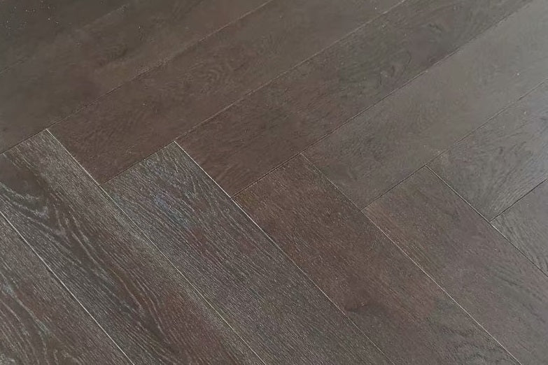 Brushed Burnt UV Oiled Oak Herringbone Parquet