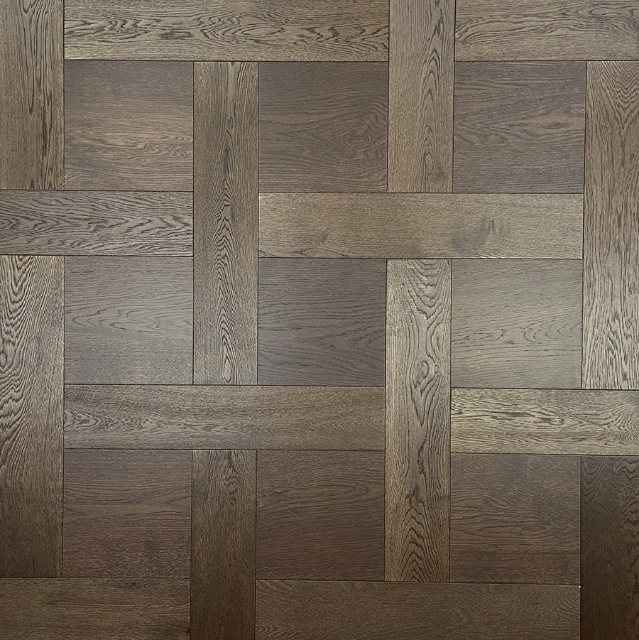 Brushed Burnt UV Oiled Oak Basketweave Parquet